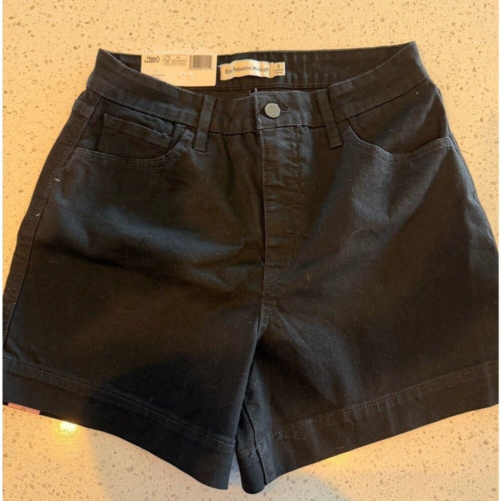Rebecca Minkoff 90's Short High Rise Relaxed Fit Dark Black Denim Size 6 Women's